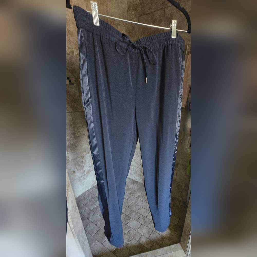 Men's Black Satin-Trim Pants